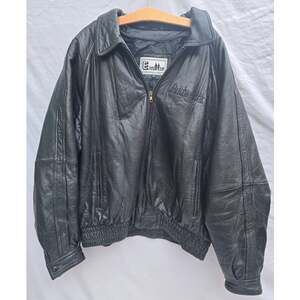 Excelled Budweiser Leather Bomber Jacket 2XL Vintage Black Flight Coat